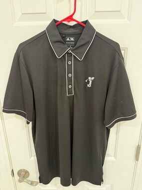 adidas Black Polo with White Piping and Golfer Emblem